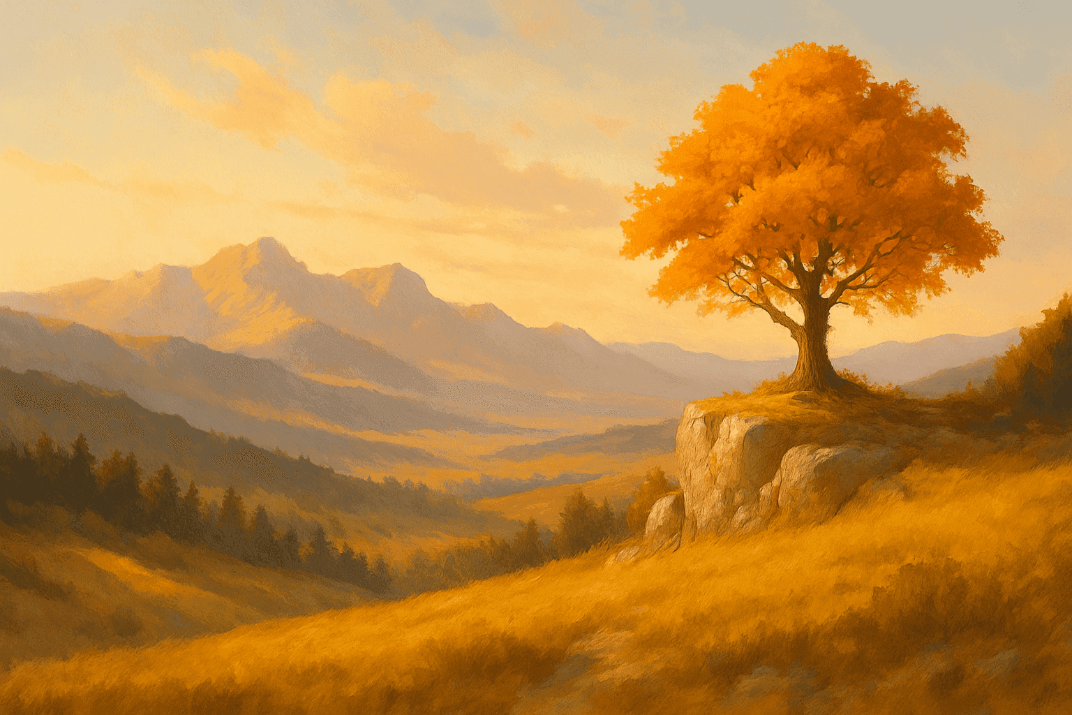 Scenic mountain landscape with trees